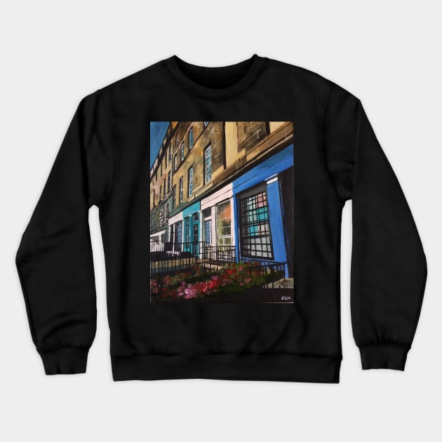 Edinburgh, Blue Shop, White Shop Crewneck Sweatshirt by golan22may